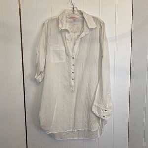 Fresh Produce Long Cotton Embroidered Blouse with Gold Accent Threads Mother of